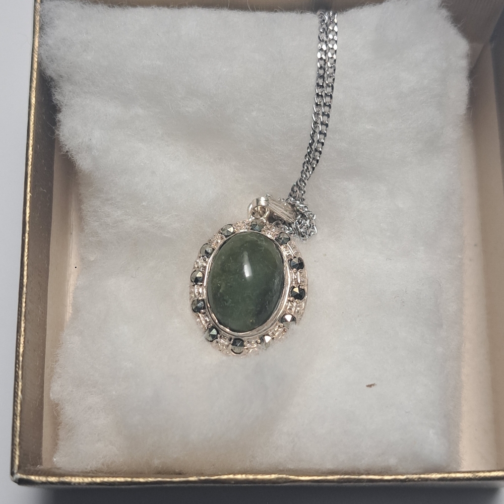 Irish Connemara marble necklace, Sterling